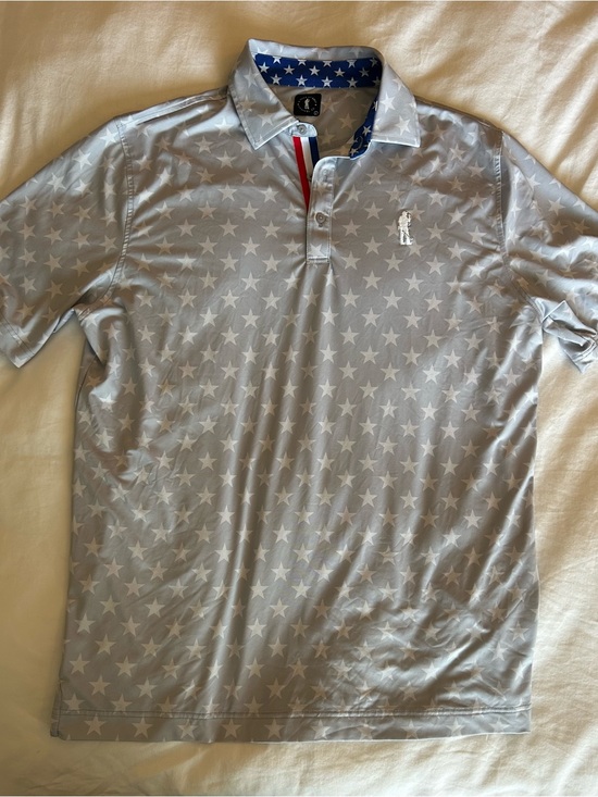 U Suck At Golf Other - U Suck at Golf Men's-Stars Print Polo Shirt - Light Gray